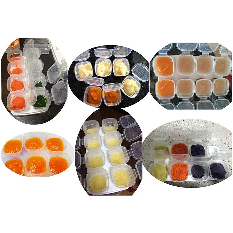 JX-LCLYL 8pcs Kids Weaning Food Feeding Box Freezing Cubes Tray Mini Storage Containers