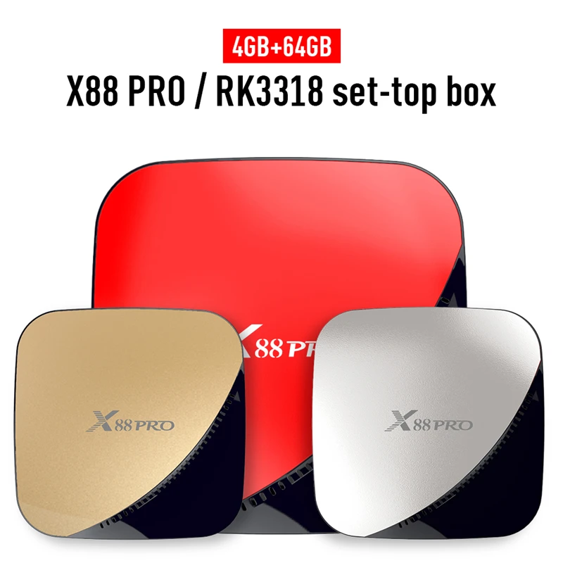 

Android TV BOX X88 PRO Smart TV 4GB RAM 64GB Google Voice Assistant Rockchip RK3318 Quad Core 2.4&5G Wifi H.265 Youtube 4K