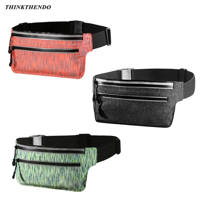 

THINKTHENDO 2019 Fashion Slim Sport Runner Waist Bum Phone Bag Lycra Running Jogging Belt Pouch Zip Fanny Pack