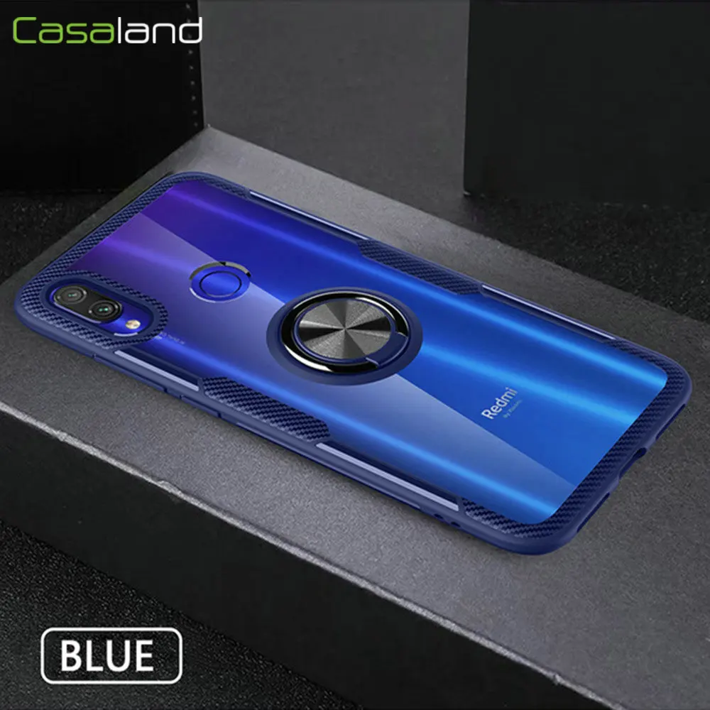 

For Xiaomi Redmi Note 7 Redmi Note7 Pro Transparent Magnet Car Holder Case For Xiaomi Redmi 7 Ring Holder Cover Cases