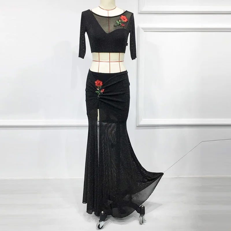 

Black Bellydance Costume Danse Orientale Eastern Belly Dance Costumes Set Women Dancer'S Clothing One Pieces Top&Skirt DWY1438