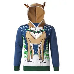 2018 модные Для мужчин Рождество 3D Олени печати перо толстовки осень-зима Рождество мех свитер с длинными рукавами Топы Размеры M-3XL