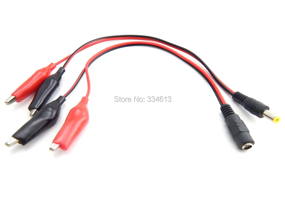 

2Pcs/1Pair 5.5 x 2.1mm Male and Female DC Connector Cable with Middle-sized Alligator Clip For Power Supply Test