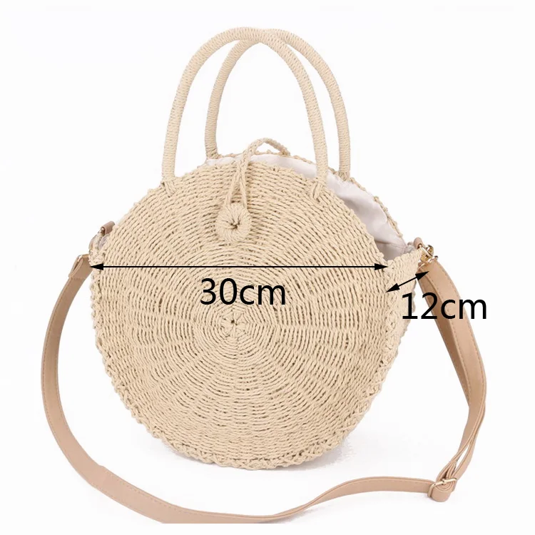 Round Rattan Straw Beach Shoulder Bag