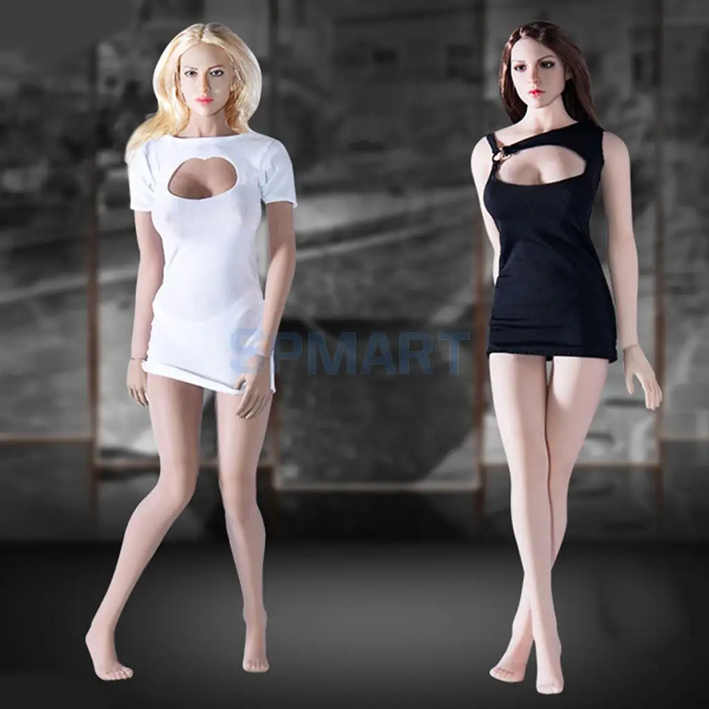 

2 Pieces 1/6 Scale Sexy One-piece Dress Hip Package Skirt Clothing for 12'' Action Figure Phicen Steel Female Body Accessories