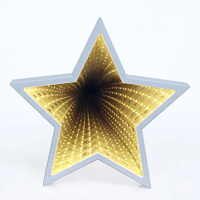 Ночник 3D настольная лампа светодиодный Сердце ананас Звездный колокол туннельный свет пластик+ зеркало из ПВХ украшение туннельный фонарь ночник - Испускаемый цвет: Star