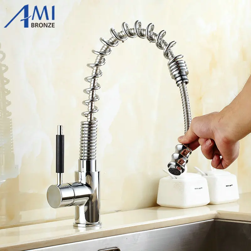 

Spring pull out faucets kitchen faucet Chrome Polished sink bathroom basin mixer tap faucet KL8053