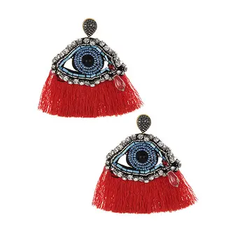 

ZHINI Woman jewelry trend earrings Bohemian style Short fringe drop eye earrings Water droplets Rhinestone inlay Punk Retro Tear