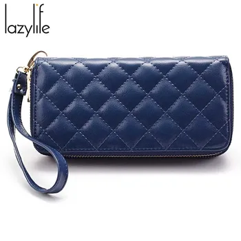 

LAZYLIFE Female wallets Coin Pocket Long Coin Purse For Men Clutch Women Wallet Double Zipper Vintage Large Wallet Purse