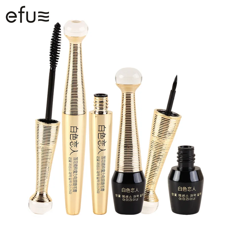 2Pcs/Lot Waterproof Mascara + Eyeliner Set Black Eye Liner Liquid 3.2g