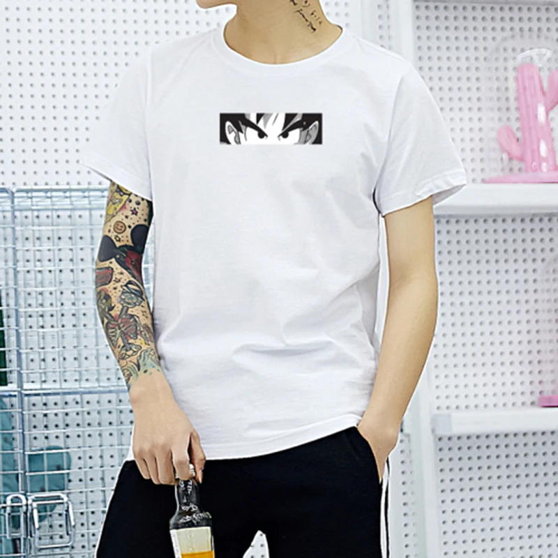 

Cartoon dragon ball print man summer t shirt short sleeve plus size 4xl slim top 2019 casual funny white anime oversized clothes