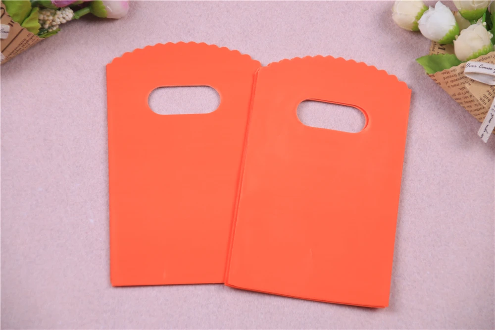Дизайн, высокое качество,, 50 шт./лот, 9*15 см, роскошные маленькие твердые оранжевые Упаковочные сумки, свадебные подарочные мешочки