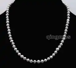 Маленький 5-6 мм серый круглый естественный пресноводный жемчуг 17 ''Necklace-nec6303 оптовая продажа/Розничная продажа Бесплатная доставка