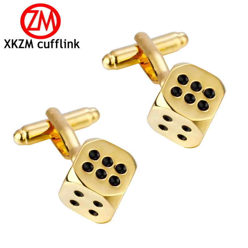 Formal golden dice Cufflink for Mens Suits Buttons Geometric Wedding