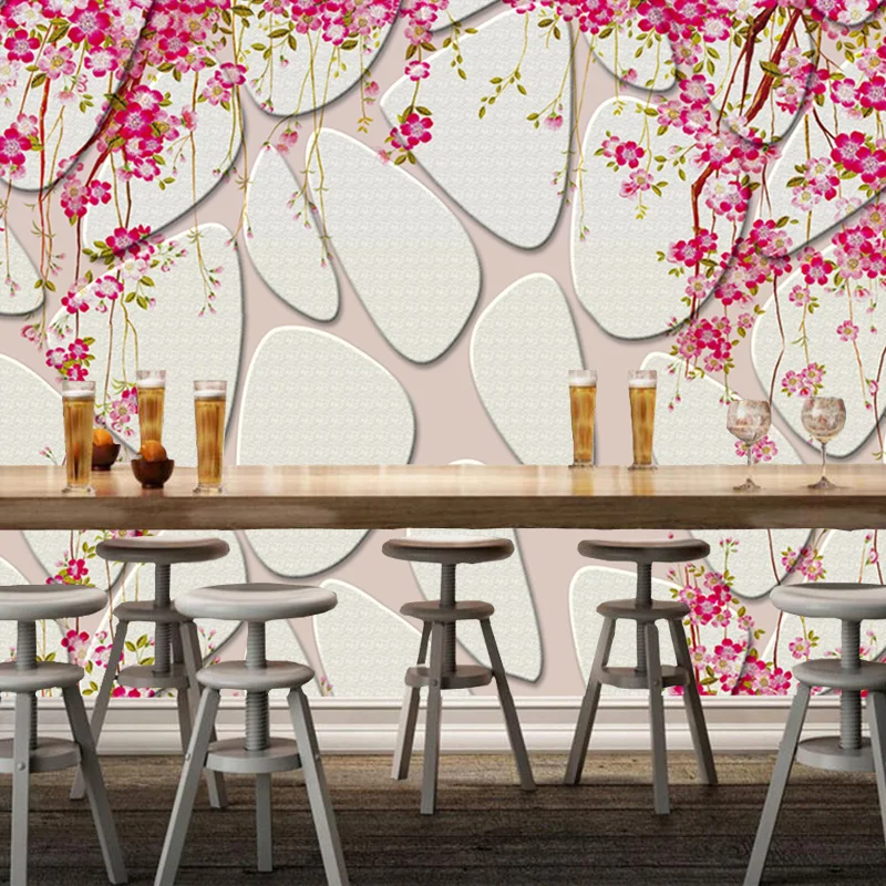 

Modern home decor wallpaper, flowers and stone walls for living room sofa kitchen background wallpaper roll papel de parede