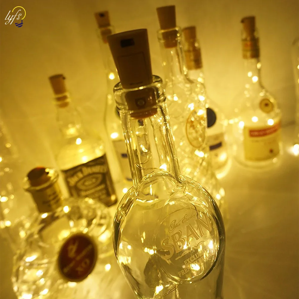10pcs/lot Wine Bottle Cork Lights 8/15/20 LEDS Copper Wire String Lights for Bottle DIY, ADSION Christmas, Halloween, Wedding