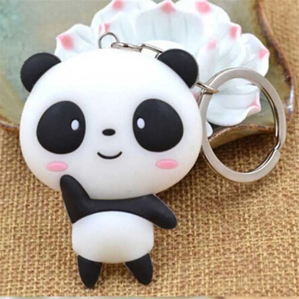 062 10 De Réductionsekinew Gros Panda Porte Clés Kung Fu Mignon Anime Chat Ours Dessin Animé Visage Silicone Pvc Porte Clés Kawaii Voiture