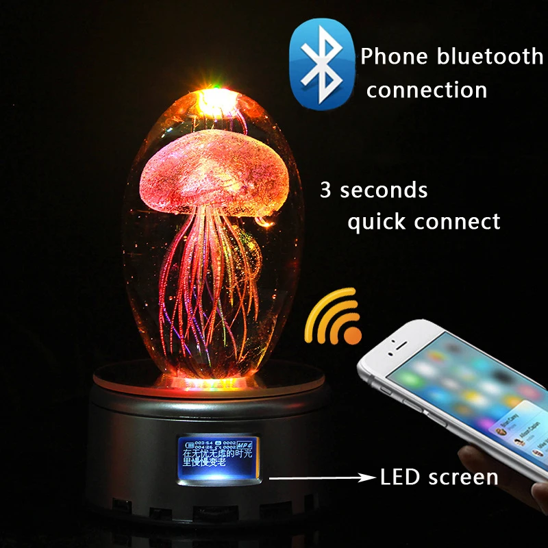 Romantic Jellyfish Novelty Night Lights Wedding Decoration Lamp Colorful Rotating Wireless Bluetooth Music Box Birthday Gifts