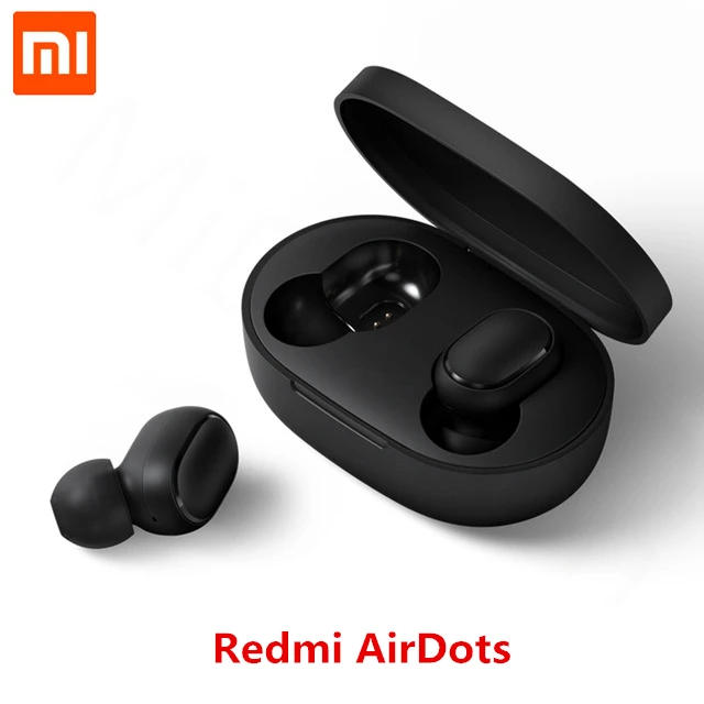 Black Xiaomi Redmi Airdots TWS Bluetooth наушники стерео бас BT 5,0 Eeadphones с микрофоном Handsfree Наушники управление AI - Цвет: Black