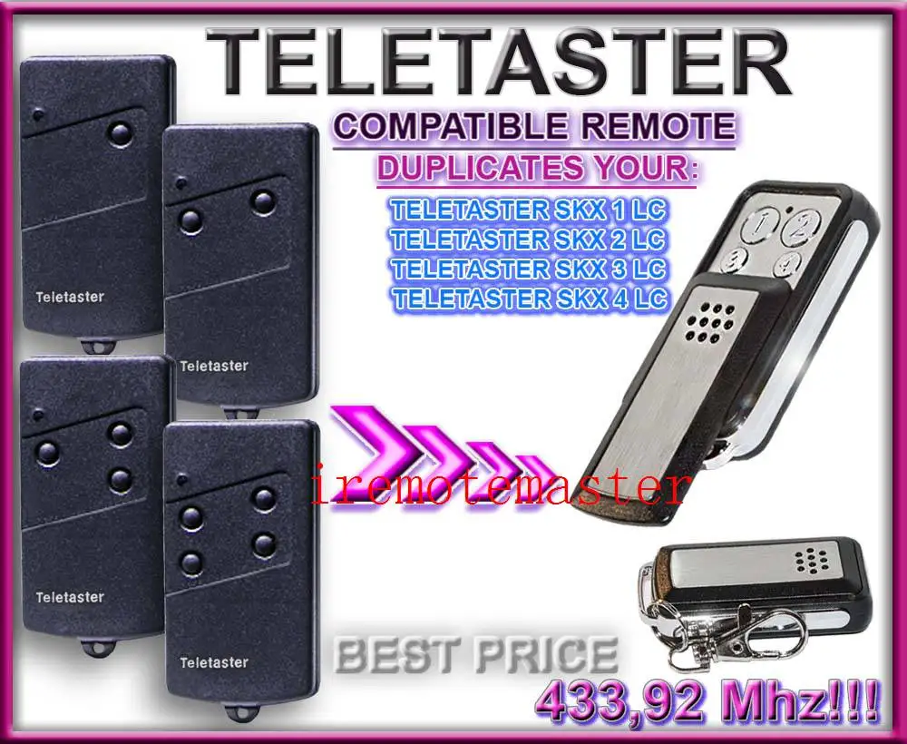 

Teletaster replacement remote for SKX1LC, SKX2LC, SKX3LC, SKX4LC 433,92MHZ