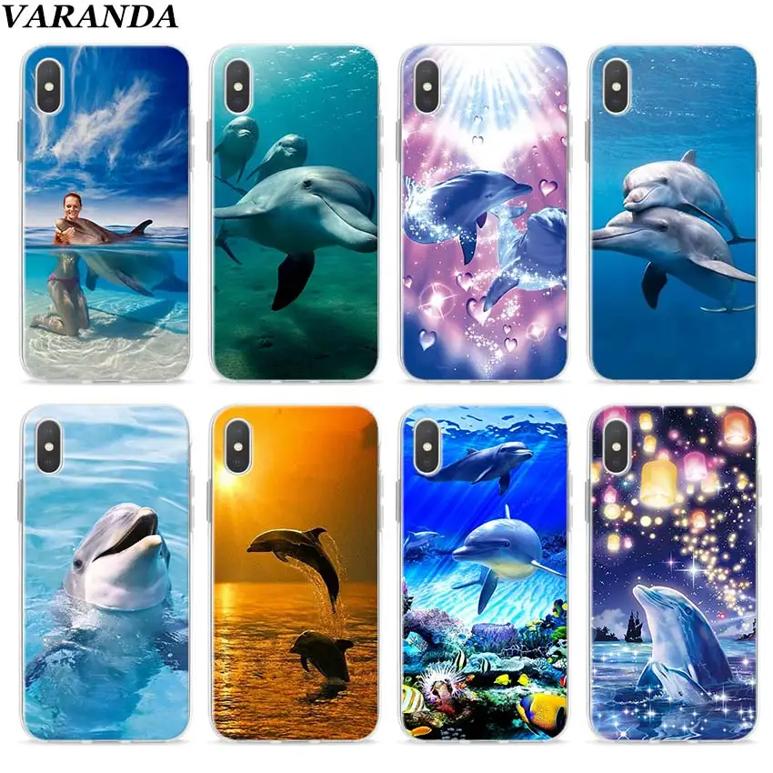 

sea animal cute dolphin Clear Case for Apple iPhone 7 8 Plus 6 6s Plus 5 5s X XR XS MAX TPU Soft cases Coque