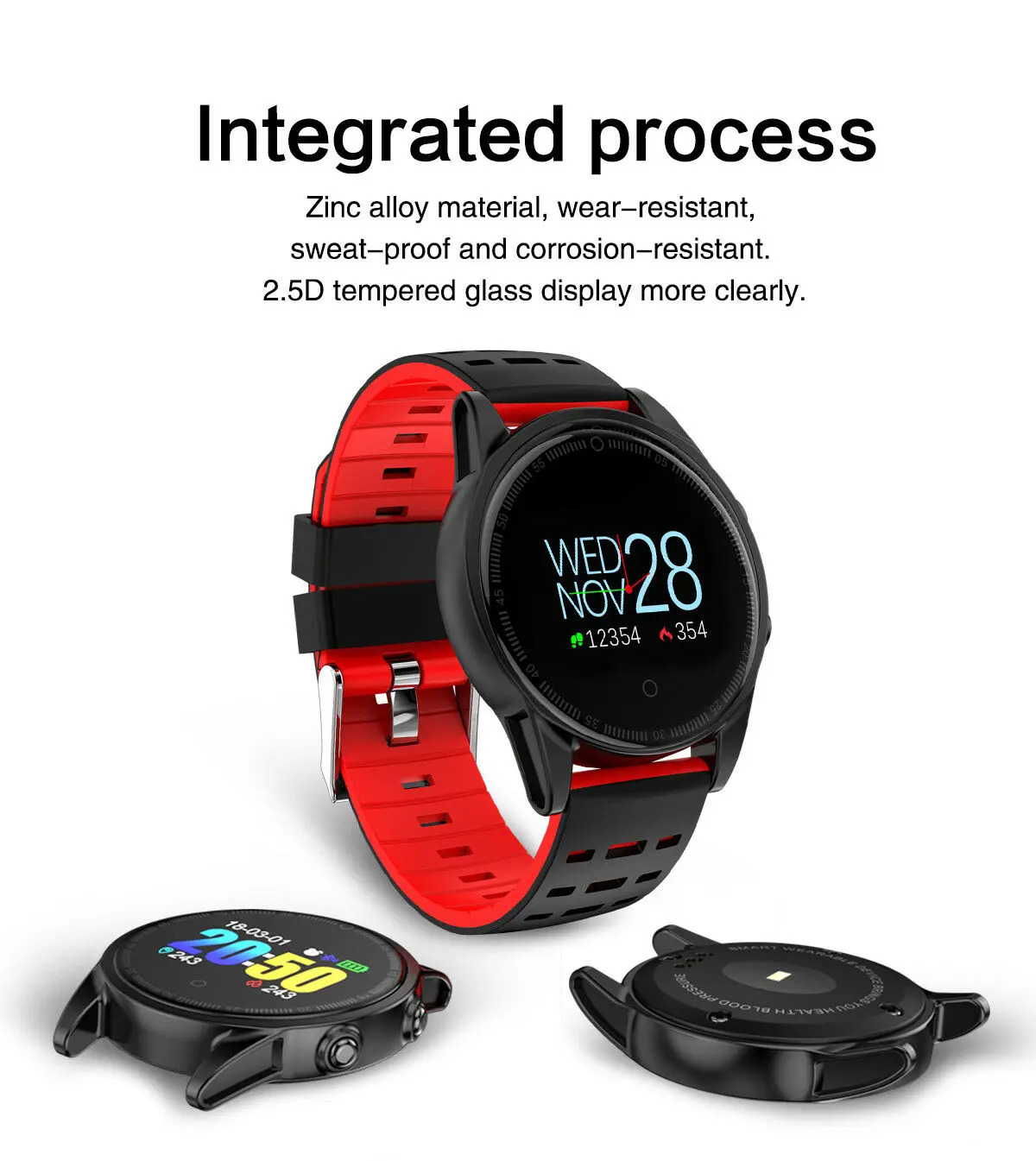 R13 Smart Watch Men 2.5D IPS Screen Waterproof Heart Rate Monitor Blood Pressure Sport Fitness Smartwatch Wristband Fashion