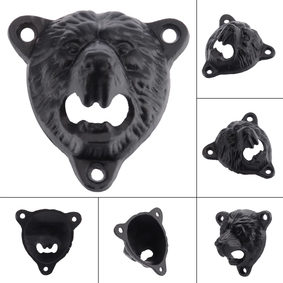 Vintage Beer Bottle Cast Iron Bear Head Opener Wall Mount Kitchen Tool Gift 80*85*55mm