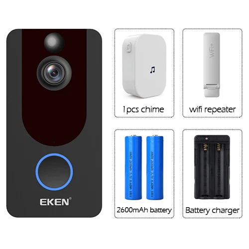 Eken V7 1080P смарт WiFi видео дверной звонок камера визуальный домофон звонок ночного видения IP дверной звонок беспроводная домашняя камера безопасности - Цвет: EKEN V7 Option6