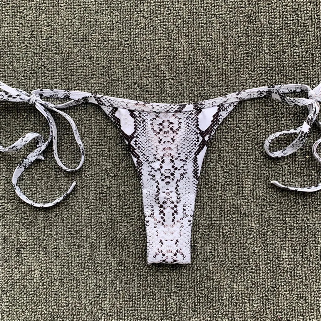 2 piece Micro Thong Bikini 2019 Sexy Snake Print Swimwear Women Brazilian Bikini Bathing Bandage Pushup Monokini Bikini Sets-5