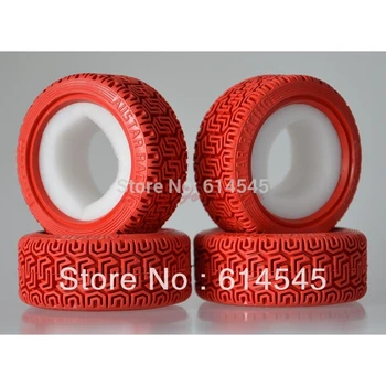 

4PCS RC 1/10 On Road Racing Flat Run Sponge Rubber Tyres Tires Fit HSP HPI 8015 in Red Color