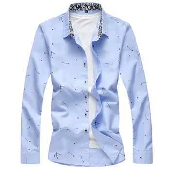 

Autumn Fashion Men Shirts Slim Fit Long Sleeve Turn-down Collar Buttons Print Design Tops Plus Size 7XL 8J1448