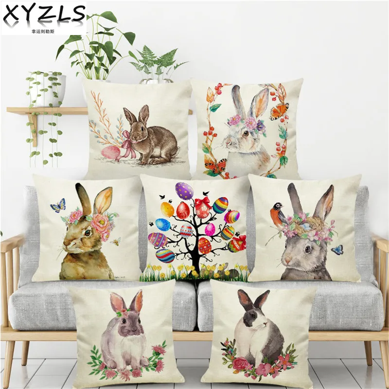 

2Pcs/lot XYZLS Easter Rabbit Egg Sofa Cushion Covers Unicorn Throw Pillow Cases for Bed Cafe Car Cute Horse Kids Room Home Decor