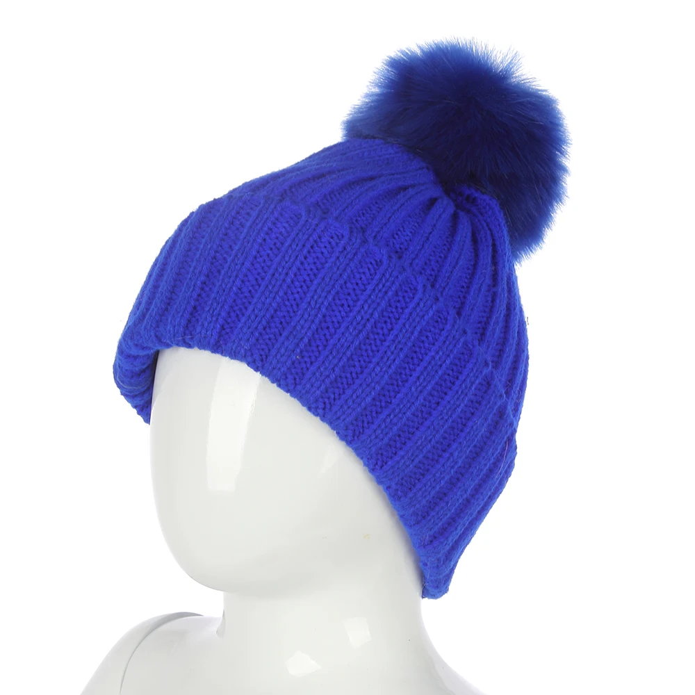 FOXMOTHER/ новые модные зимние трикотажные шапки без полей шапки с меховым помпоном для детей, мальчиков и девочек