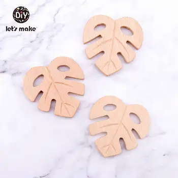 

Let's Make Baby Wooden Teethers Leaves Shape Latex Free Beech Wooden 2PC Baby Teethers Toys DIY Pendants For Making Necklace