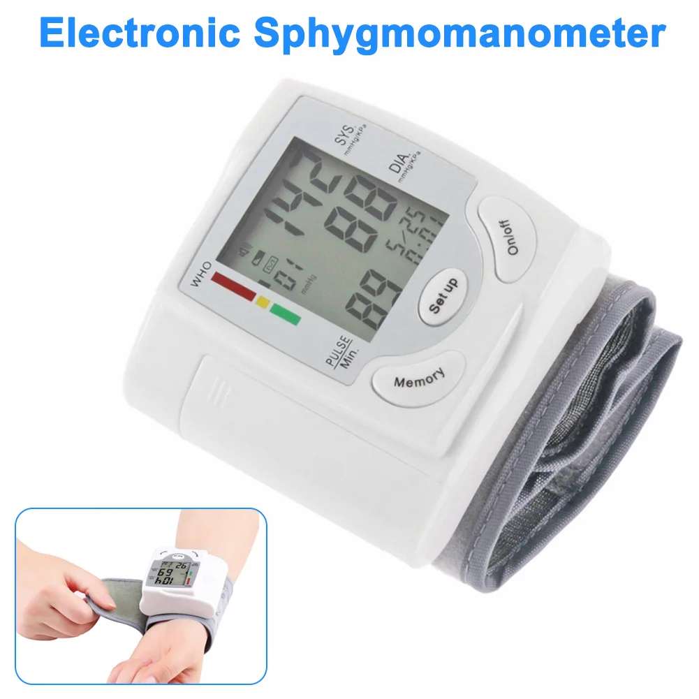 

2019 Digital Wrist Blood Pressure Meter Heart Beating Rate Measure with LCD Display DC88