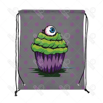 

"Horror Zombie Eyeball Green Cupcake " Print Drawstring Backpack Shopping Travel Sack Shoes Gift Bag mochilas feminina