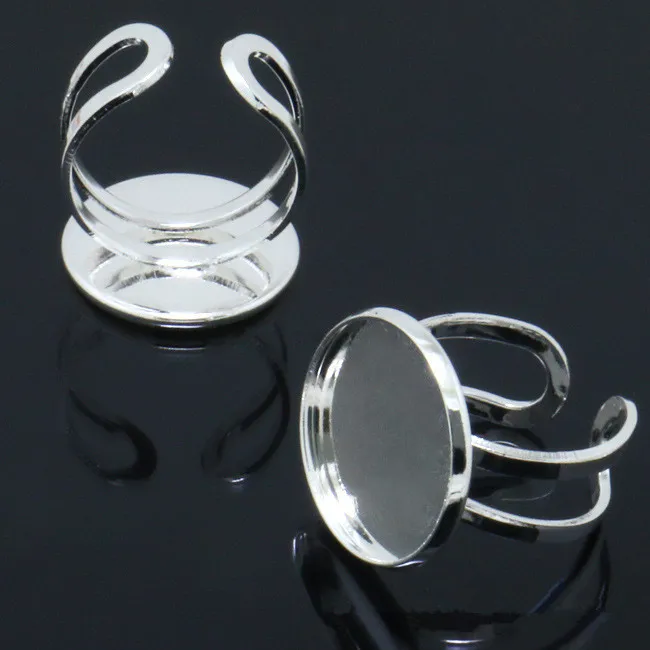 Открытые Кольца серебристого цвета 5/10 шт./лот|ring findings|blank bezel traysbezel tray |