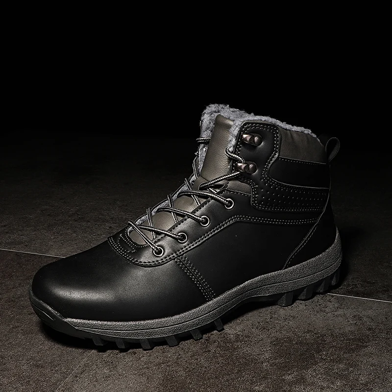 

big size 48 Shoes Men lace up ankle Boots Winter High Style with fur warm Men Shoes outdoor snow boots for men Footwear l4