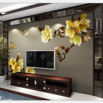 

beibehang Wallpaper This large-scale high-end abstract hand-painted flowers and birds modern new Chinese background Wall paper