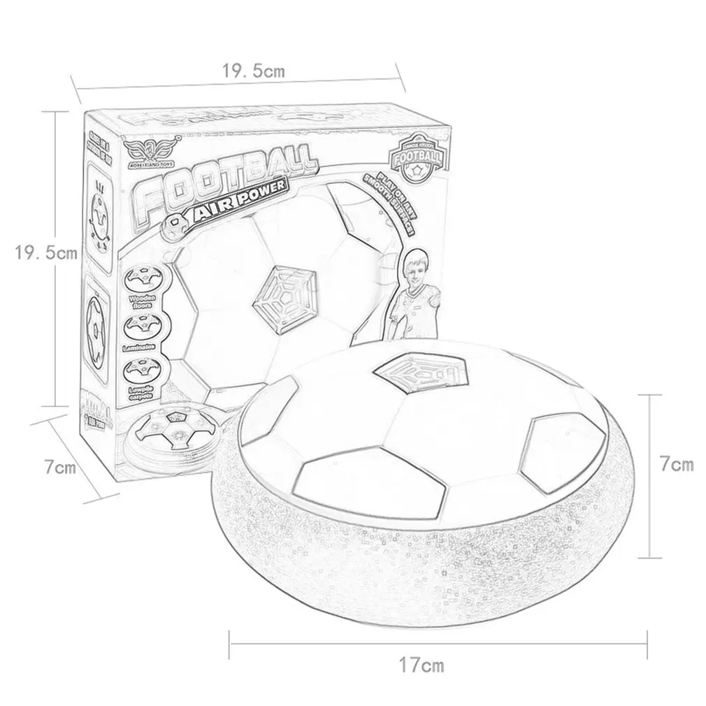 ICOCO 18 см забавные светодиодный свет мигает поступление воздуха Мощность футбольный мяч диск Футбол игрушки в коробке мульти-поверхность