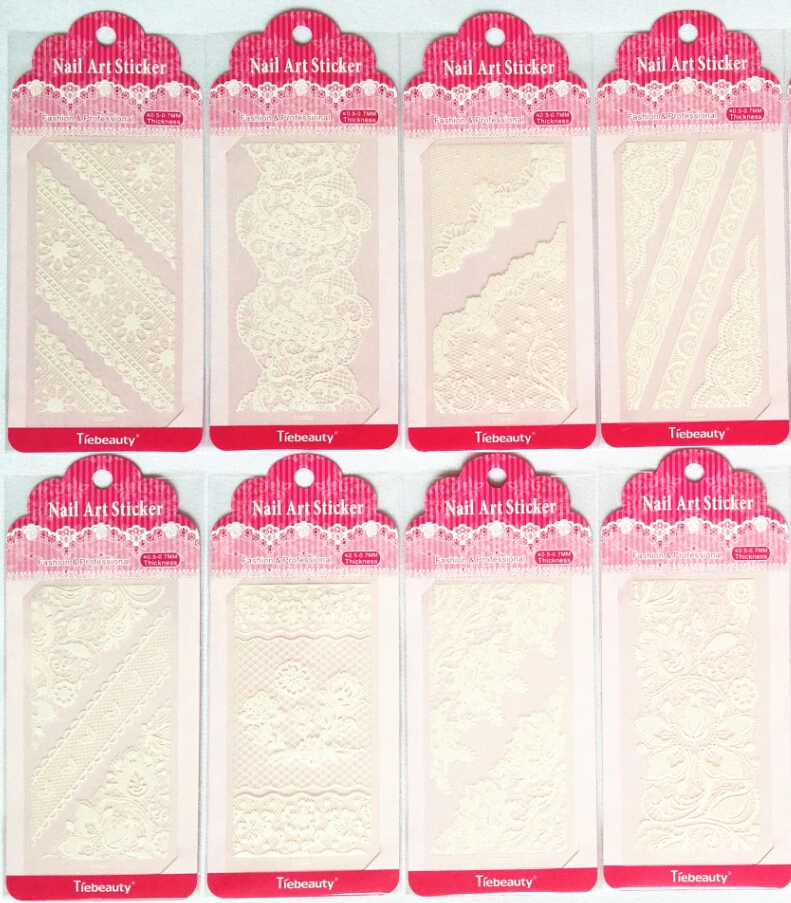 

10sheets Wedding White Lace Nail Sticker 3D Flower Design Decals Nail Art Tips DIY Decoration Tool