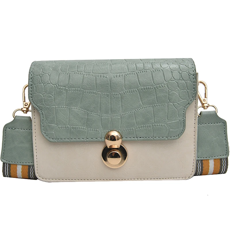 Crocodile Pattern Contrast color Leather Crossbody Bag Women 2019 Travel Handbag Fashion Simple Shoulder Messenger Bag Ladies Crocodile Pattern Contrast color Leather Crossbody Bag Women 2019 Travel Handbag Fashion Simple Shoulder Messenger Bag Ladies