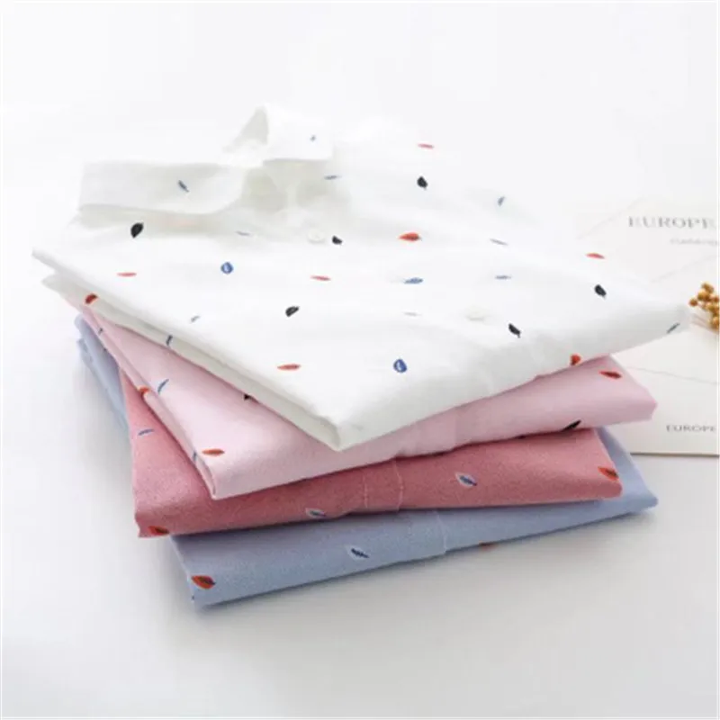  Dioufond Printed Shirts Women 2019 Spring New Women Long Sleeve Blouse Good Quality Cotton Blouses 