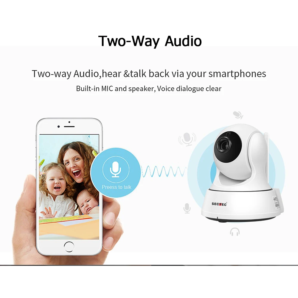 SECTEC 720P домашняя беспроводная ip камера видеонаблюдения сеть WiFi детский монитор