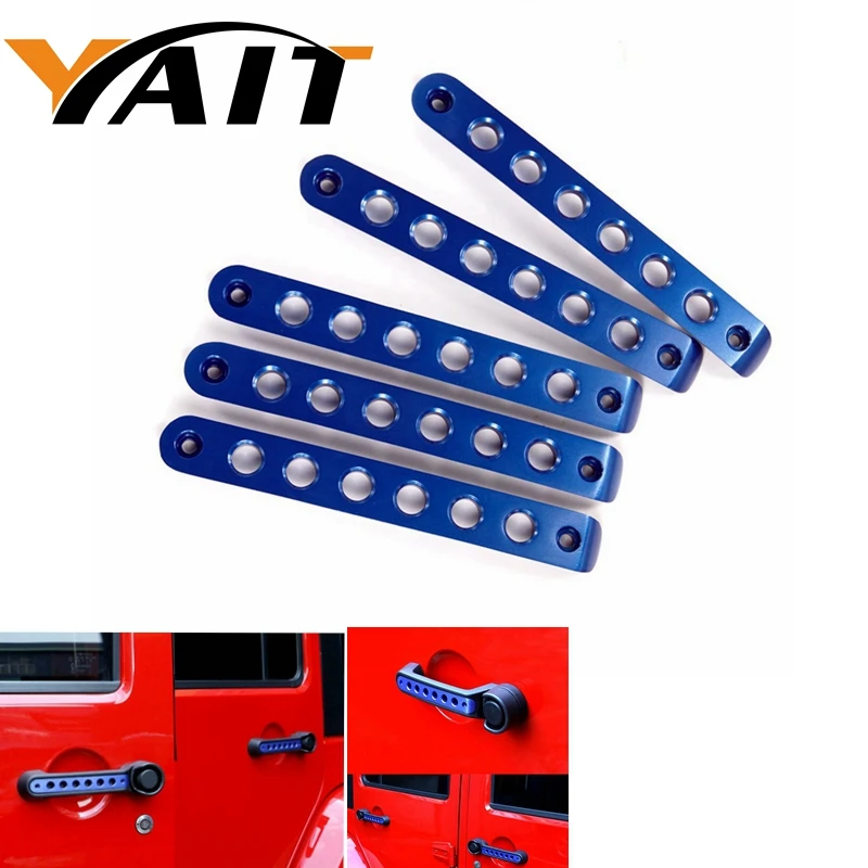 

Yait Door Handle Inserts Front Rear Aluminum Grab Handle Cover Trim for Jeep Wrangler JK 2 Door & Unlimited Accessories 4 Door