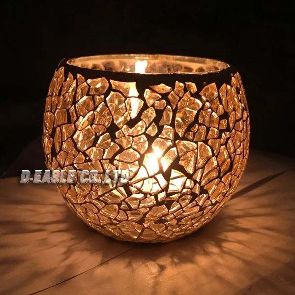 

Color Glass Mosaic With HandMade Candle Holders For Wedding&Dinner& Home Table Decorative Holders D