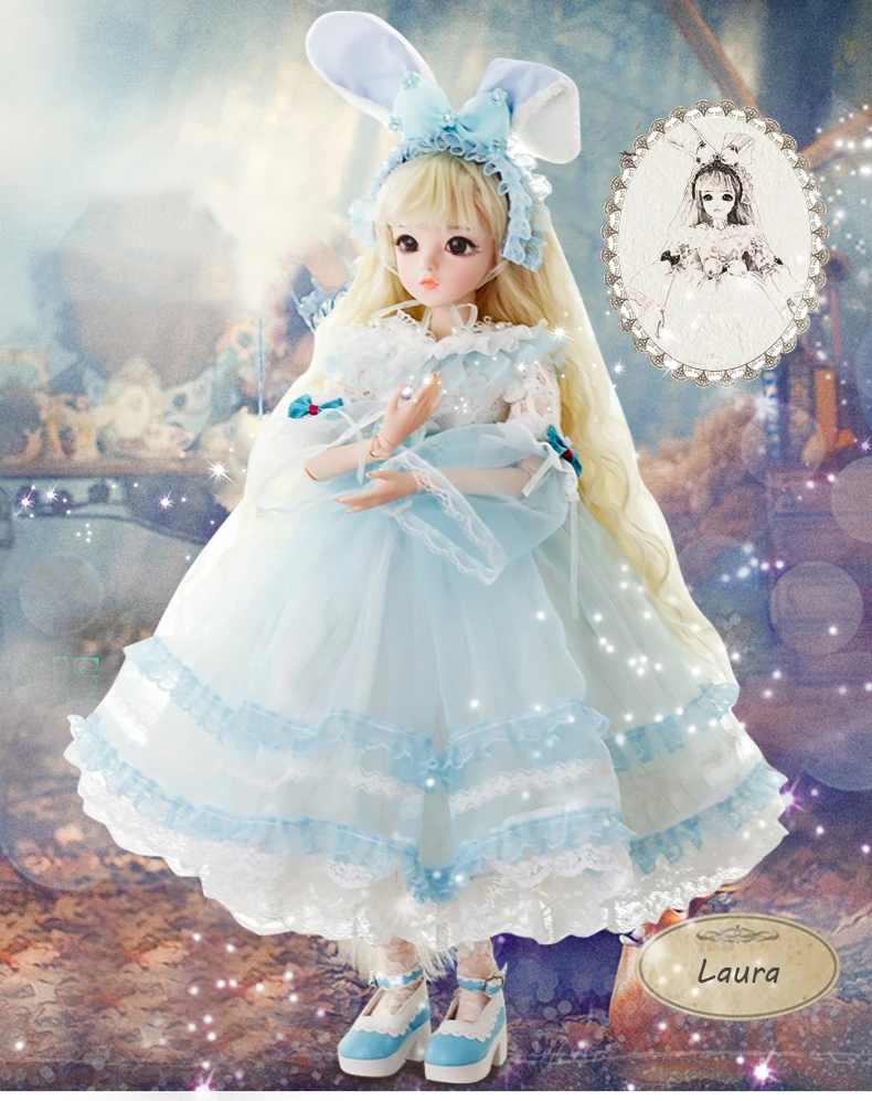 S5- Laura 1/3 Josephina-Doris SD BJD куклы таинственная Голубая Фея Принцесса с макияж Одежда обувь и парик лучший подарок для девочки