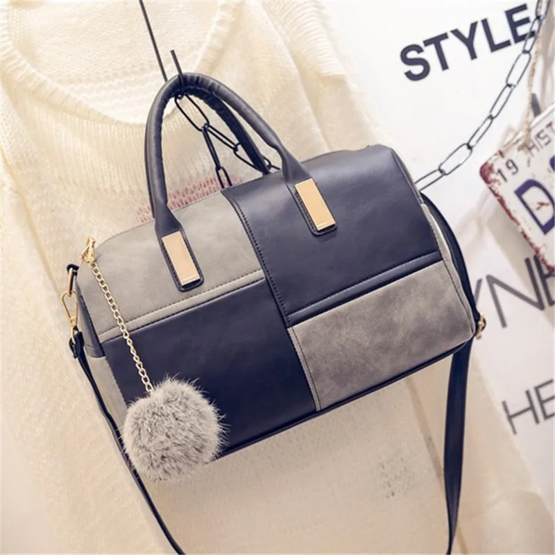 

Women bag 2018 autumn and winter new European and American fashion Boston stitching bag diagonal package shoulder bag bolsas