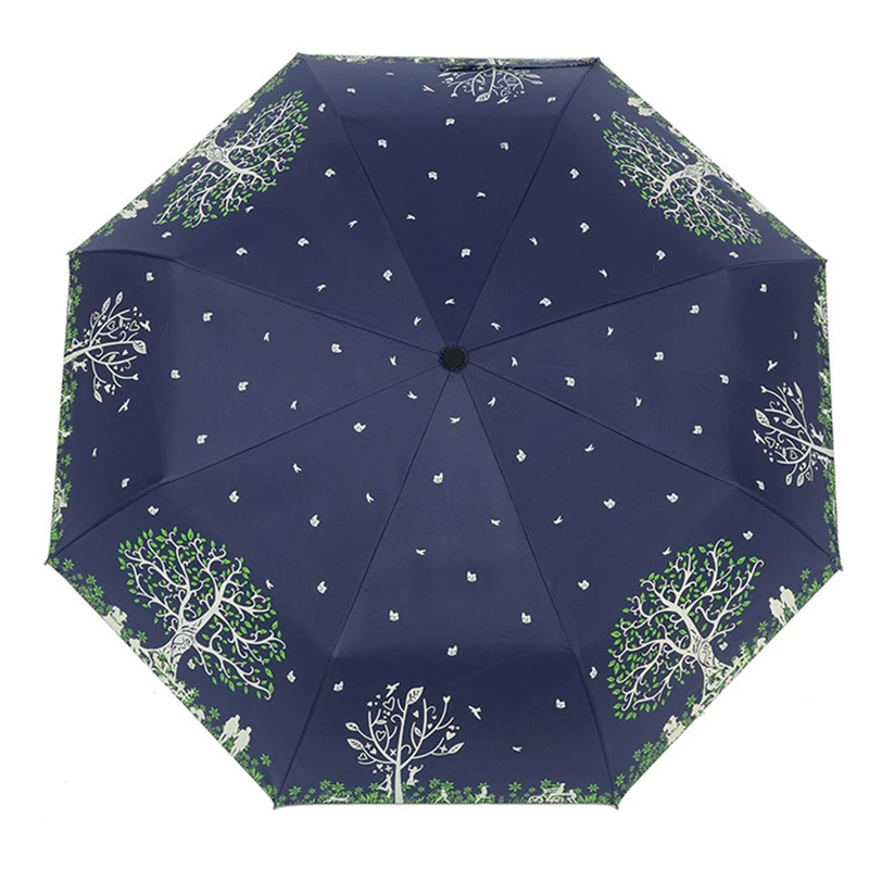 

Tree Heart Umbrella Windproof 8Ribs Gentle Beige Umbrellas Three Folding Male Commercial Compact Large Strong Umbrella