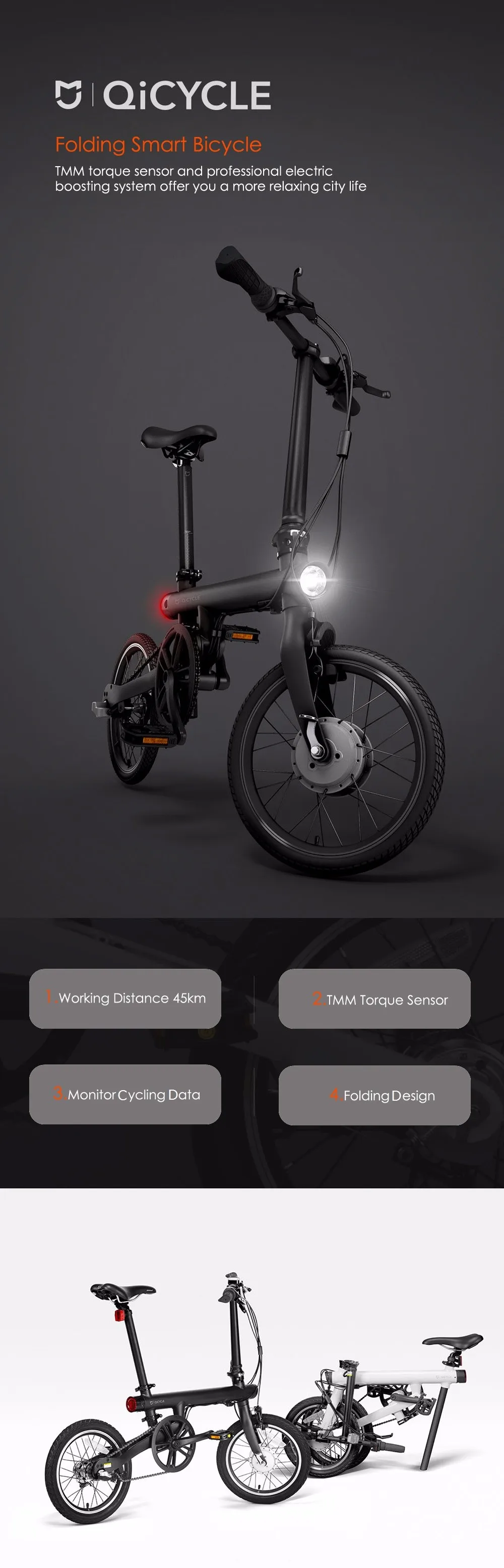 Xiaomi QiCYCLE-EF1 Умный складной электрический велосипед Bluetooth 4,0 16 дюймов мини электрический велосипед приложение Ebike Air